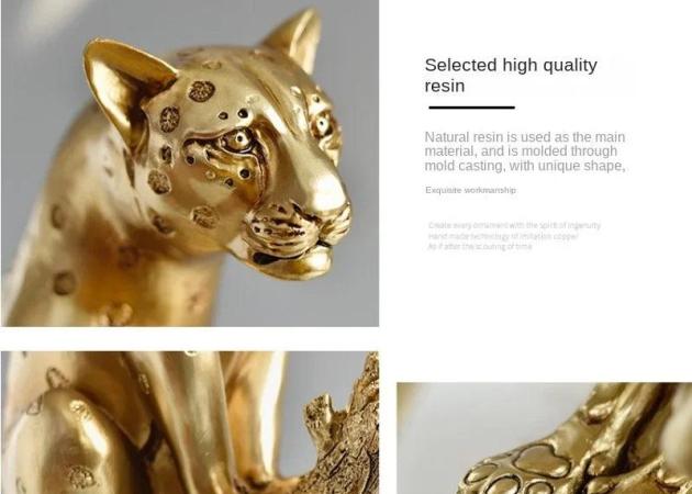 Elegant Leopard Resin Sculpture